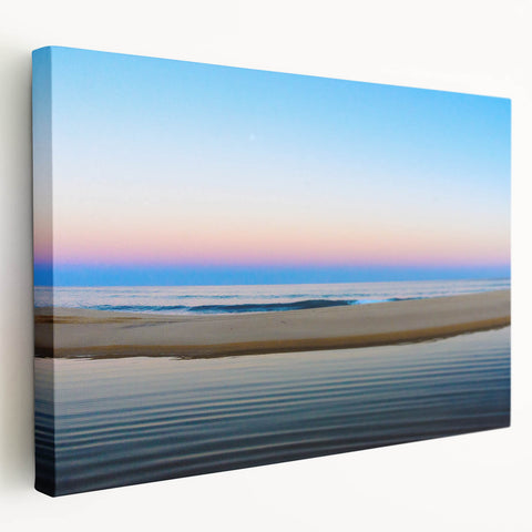 Large art print of Cabo San Lucas scenery on stretched canvas, featuring ocean blues and sandy tones.