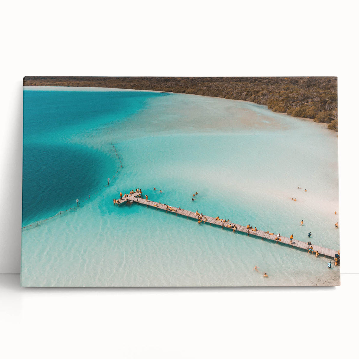 Black and white photograph of Quintana Roo scenery on a stretched canvas, ideal for kitchen wall art.