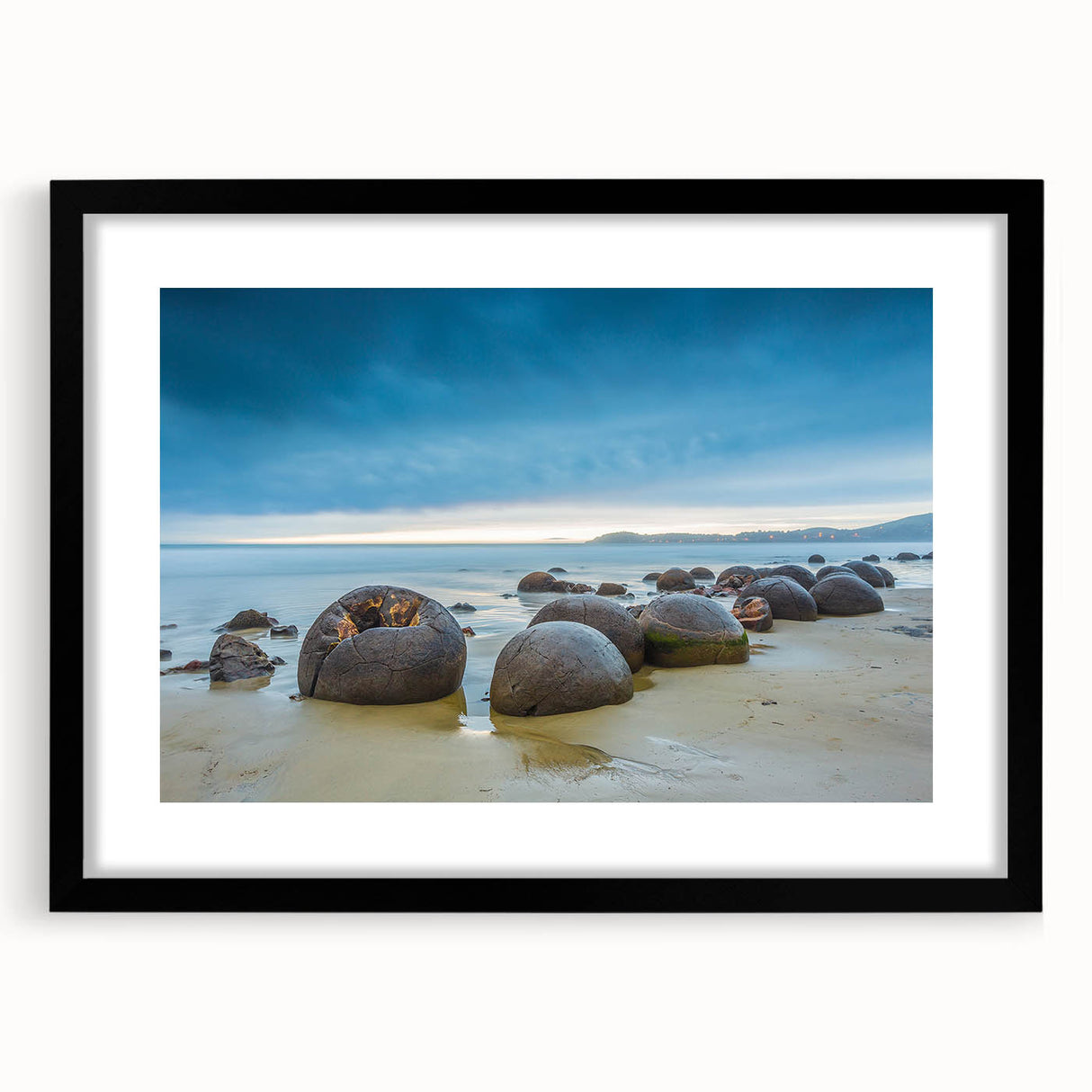 Abstract art print of a colorful, textured New Zealand Otago landscape on extra large framed canvas.