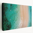 Side view of a stretched canvas featuring a Madagascar landscape in earth tones, ideal for kitchen wall art.