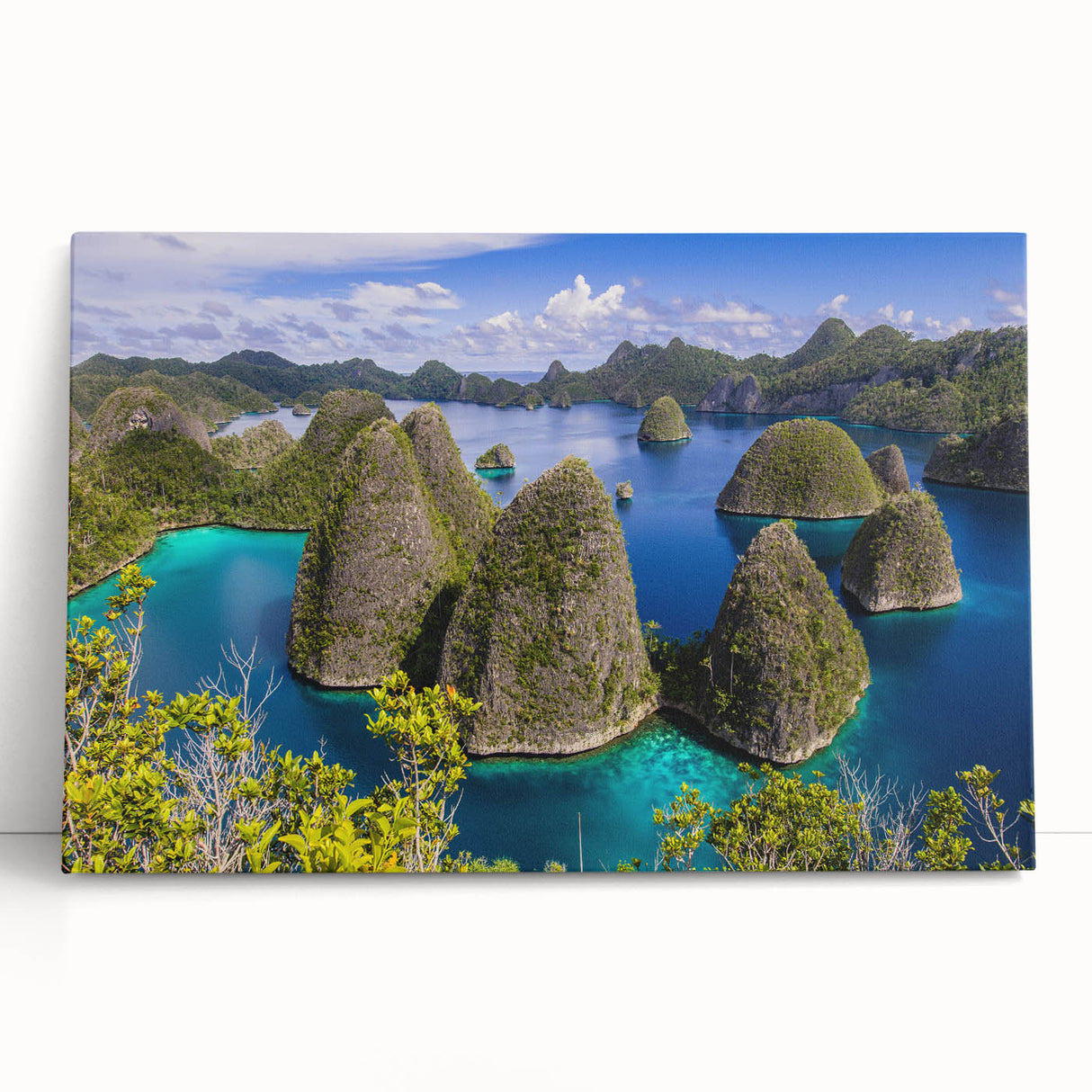 Black and white photograph of an Indonesian landscape on stretched canvas, ideal for kitchen wall art or bedroom ambiance.
