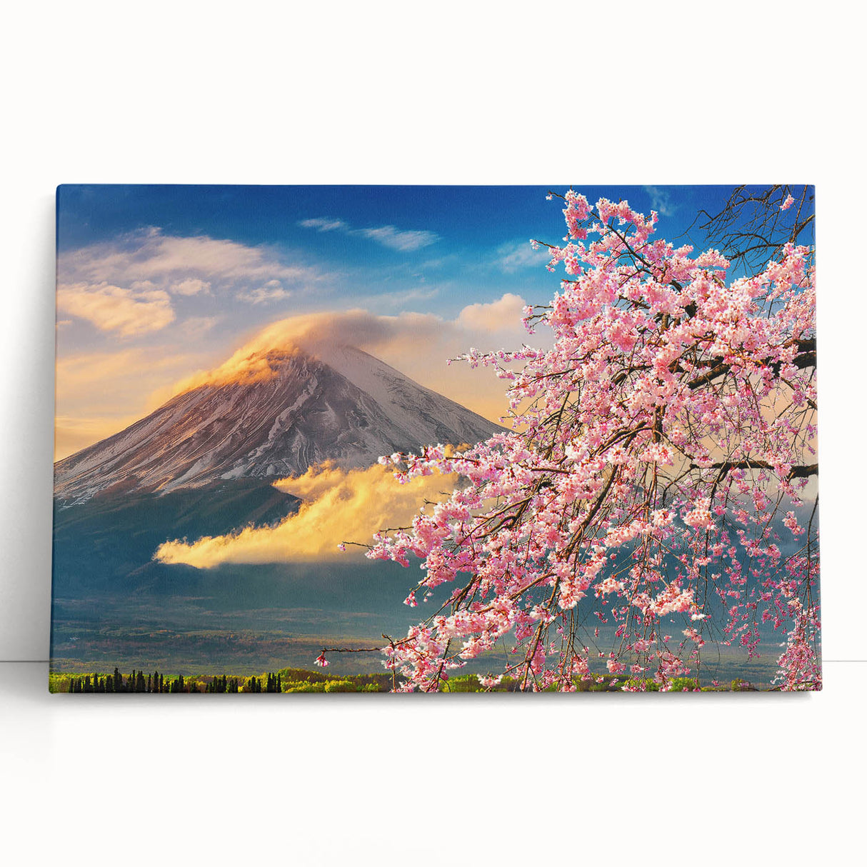 Black and white large art print of a Japanese scenery on stretched canvas, ideal for kitchen wall art or bedroom decor.