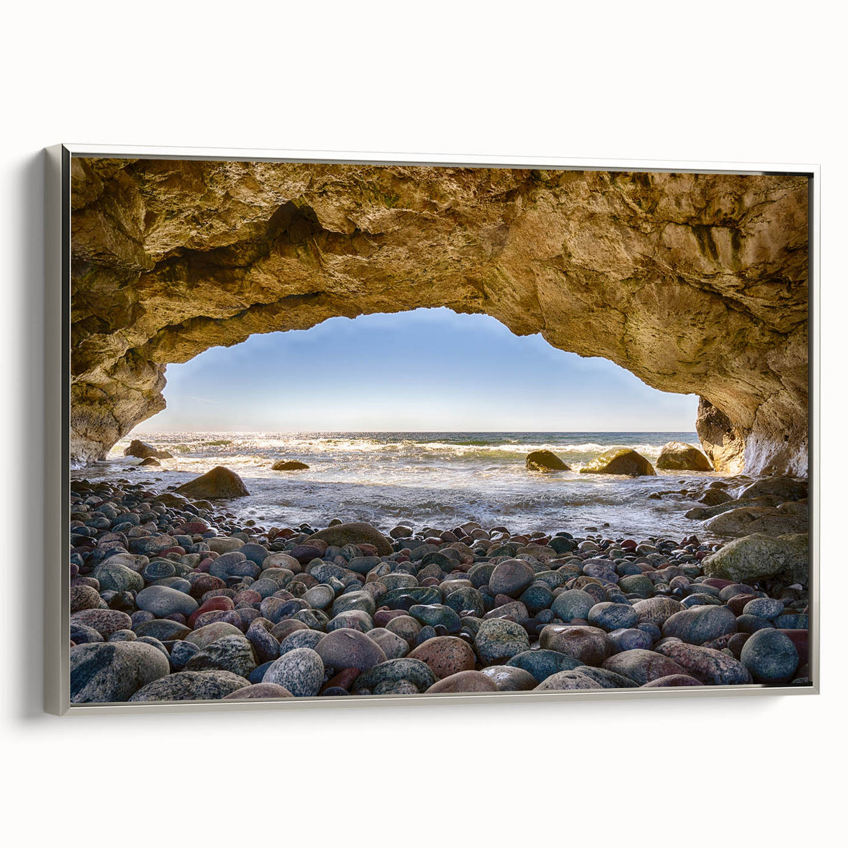 Landscape art painting of Newfoundland scenery on a framed canvas.