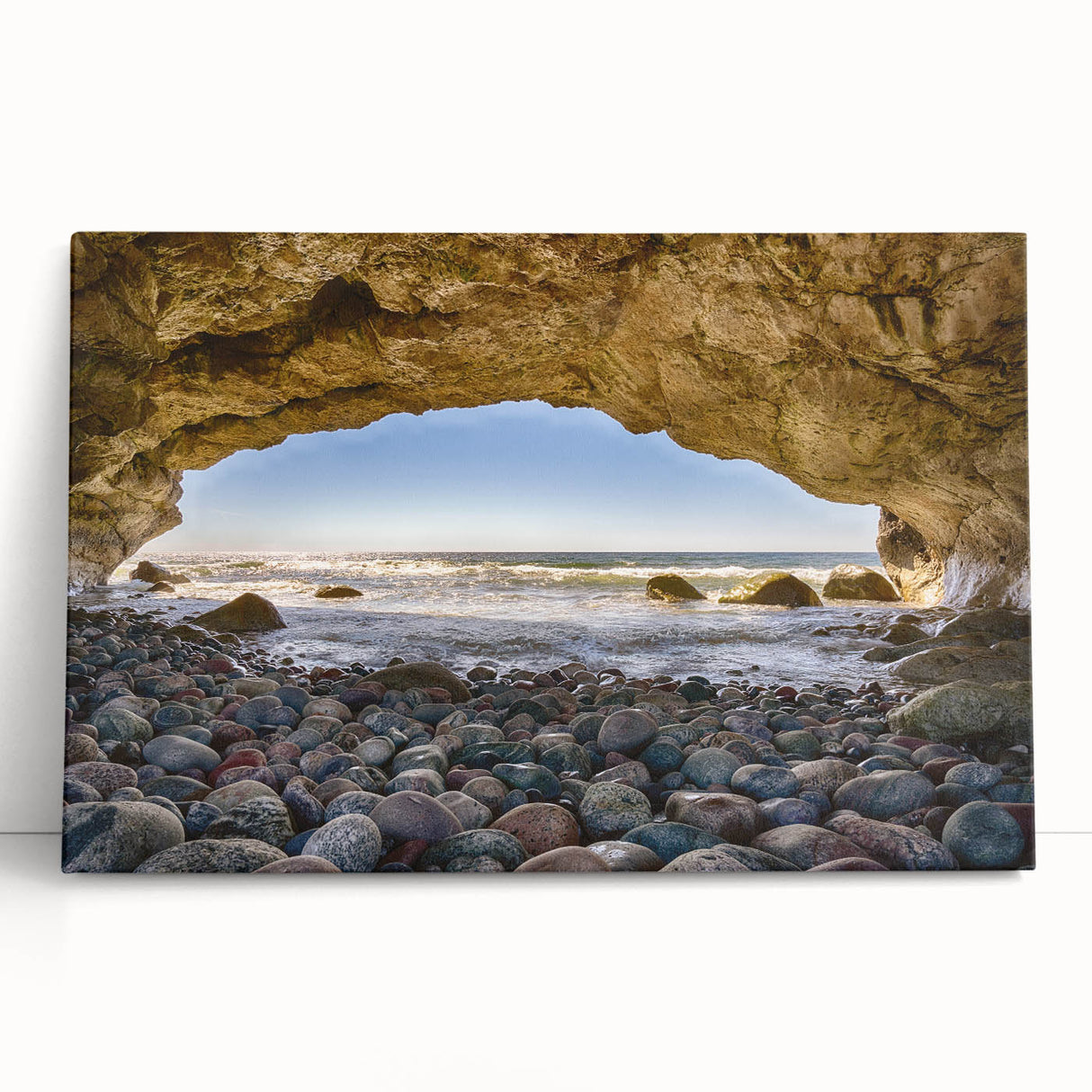 Black and white photograph of Newfoundland scenery on stretched canvas, ideal for kitchen wall art or bedroom ambiance.