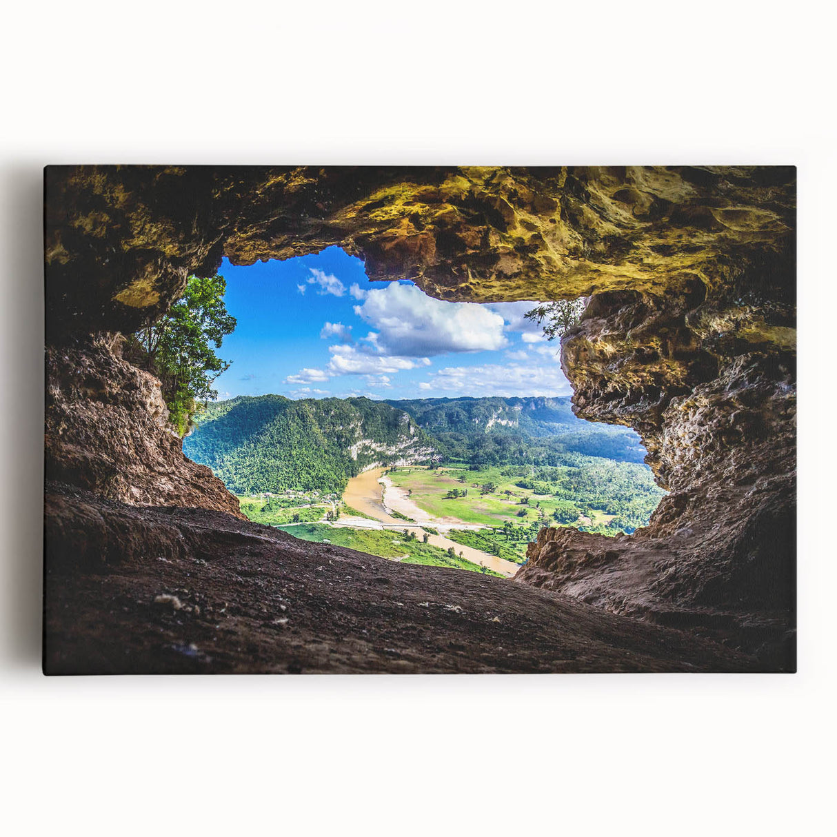 Black and white stretched canvas featuring a serene Puerto Rican coastline, ideal for kitchen wall art.