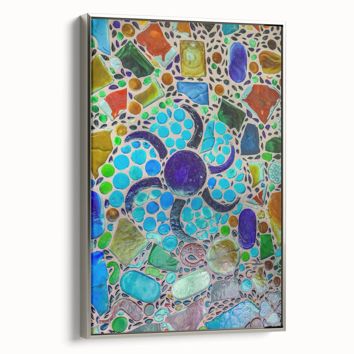 Landscape art painting of Cabo San Lucas on a framed canvas, featuring vibrant blue and green tones.