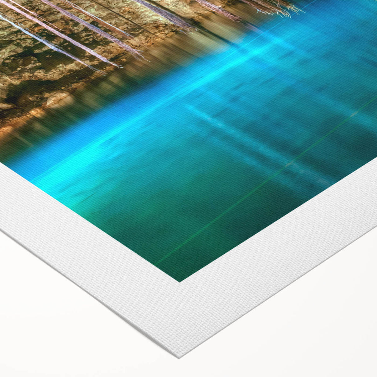 Art deco poster of Yucatan scenery in pastel shades on rolled canvas, suitable for dining room wall art.