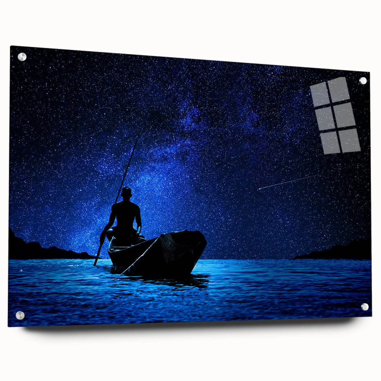 Acrylic print of a Mali landscape in muted earth tones, ideal for dining room or bedroom decor.