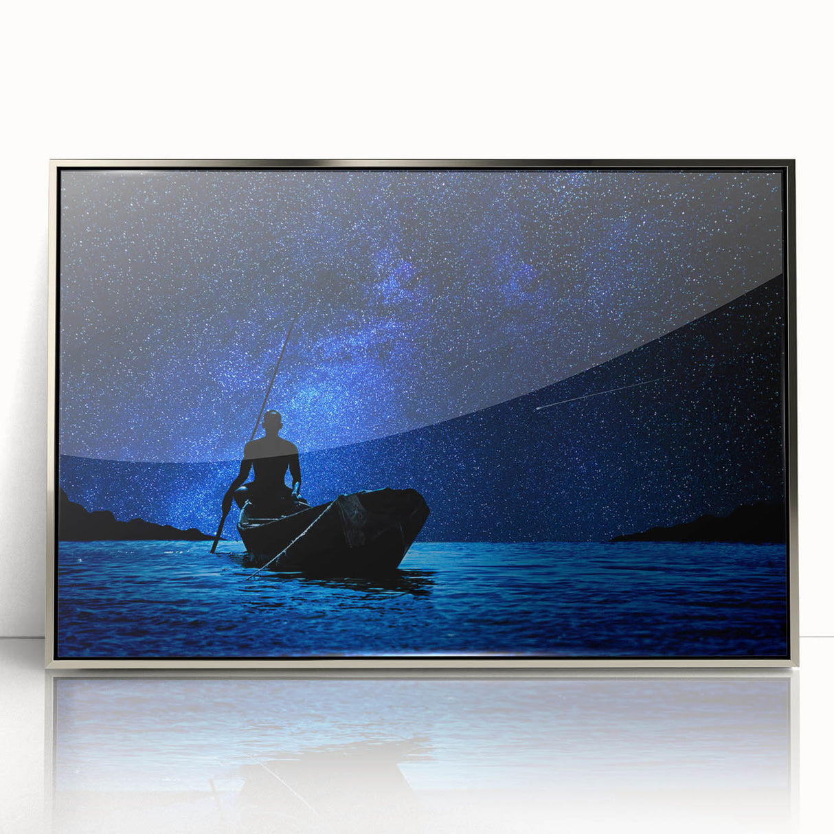 Art deco poster of a Mali scenery in muted earth tones on framed acrylic, ideal for modern art wall decor.