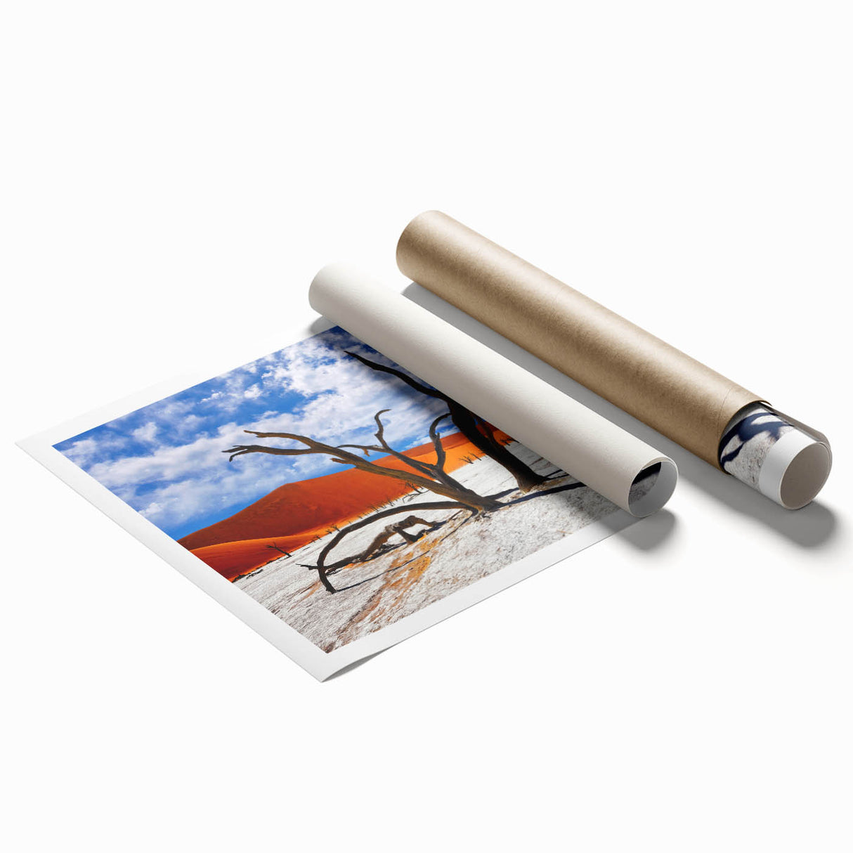 Extra large rolled print of African scenery with muted earth tones, ideal for art wall dining room.