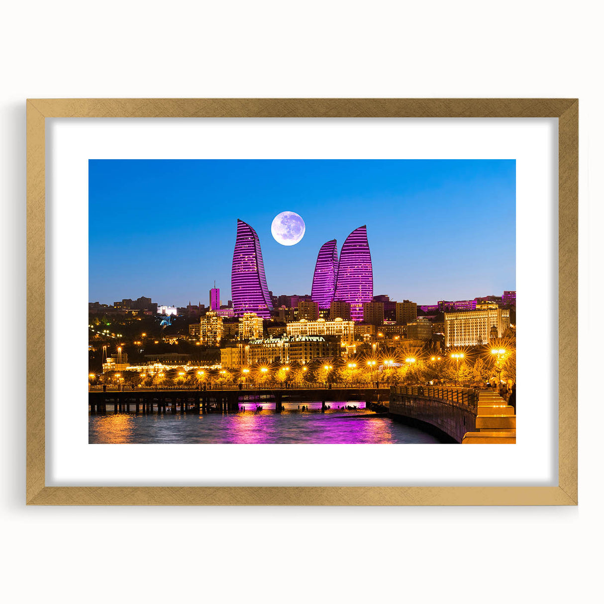 Extra large abstract art print depicting a textured scene in muted earth tones, framed in gold, ideal for living room decor.