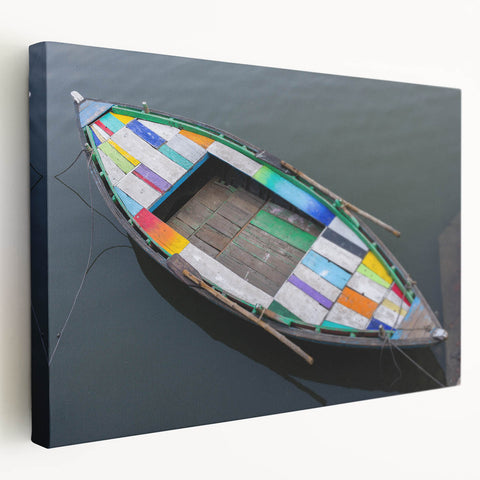 Large canvas featuring a vibrant Indian landscape in rich orange and red tones, ideal for kitchen wall art.