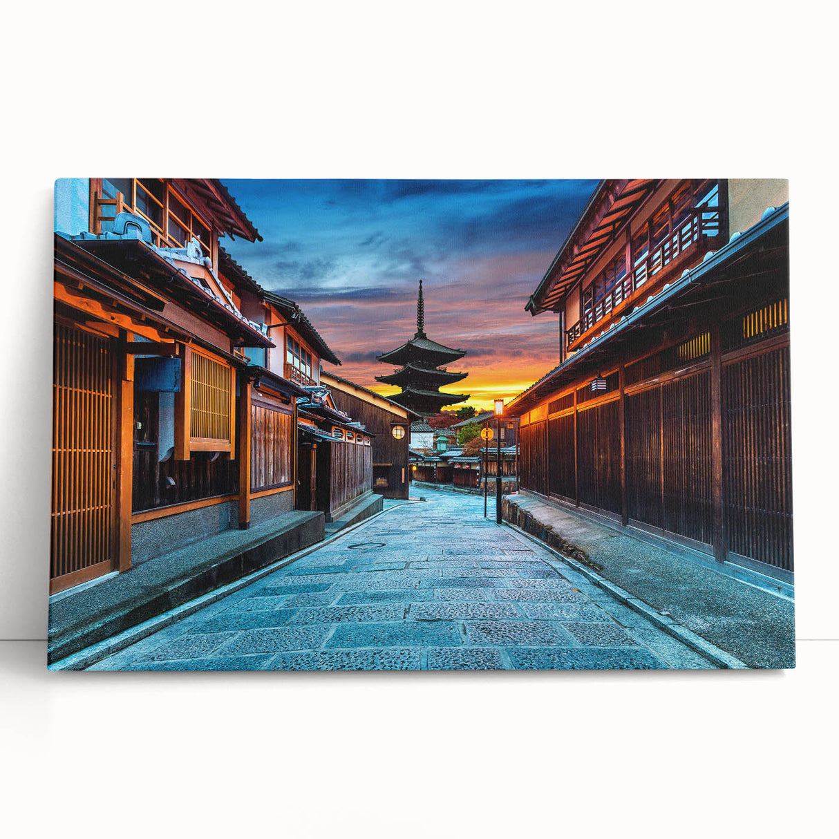 Black and white stretched canvas of Kyoto scenery, ideal for kitchen wall art or bedroom ambiance.