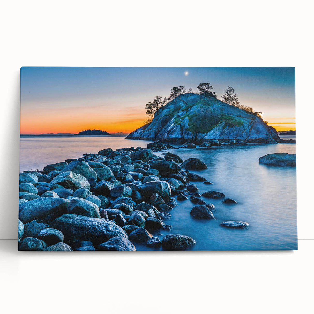 Black and white photograph of British Columbia scenery on stretched canvas, ideal for kitchen wall art or bedroom ambiance.