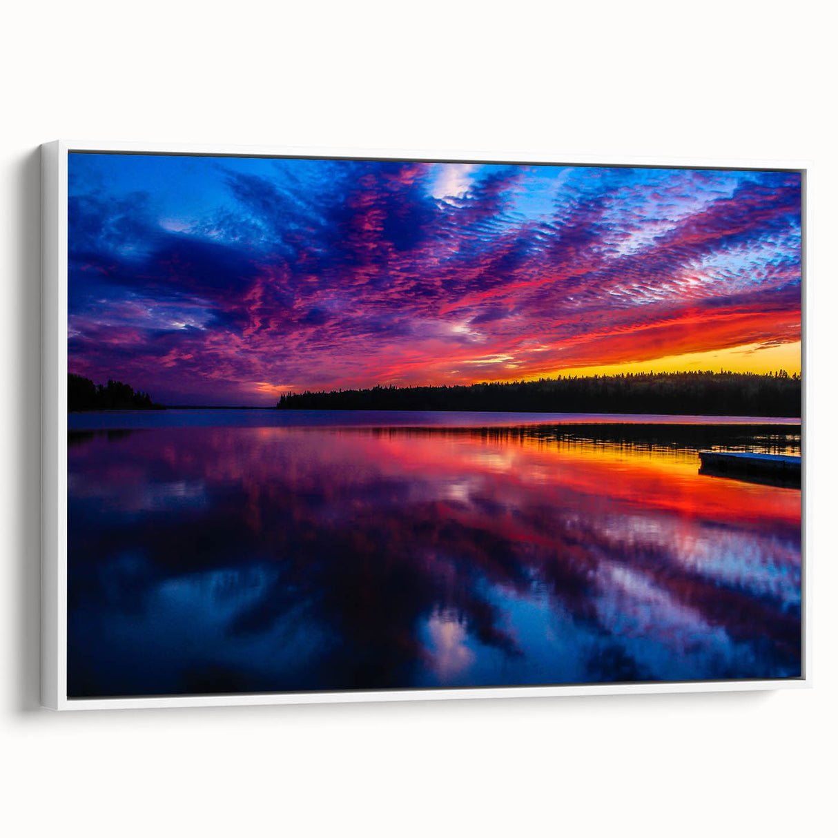 Vintage poster art of a scenic Manitoba landscape on a framed canvas, featuring vibrant colors ideal for living room decor.