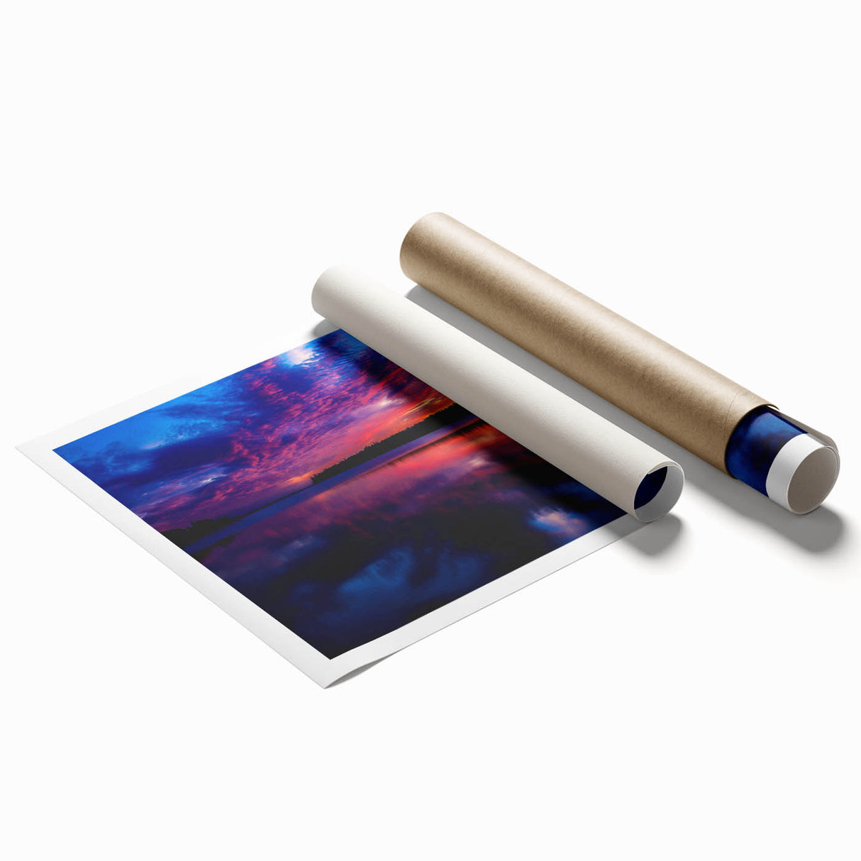 Extra large rolled print of a serene Manitoba landscape with soft floral elements in pastel colors.