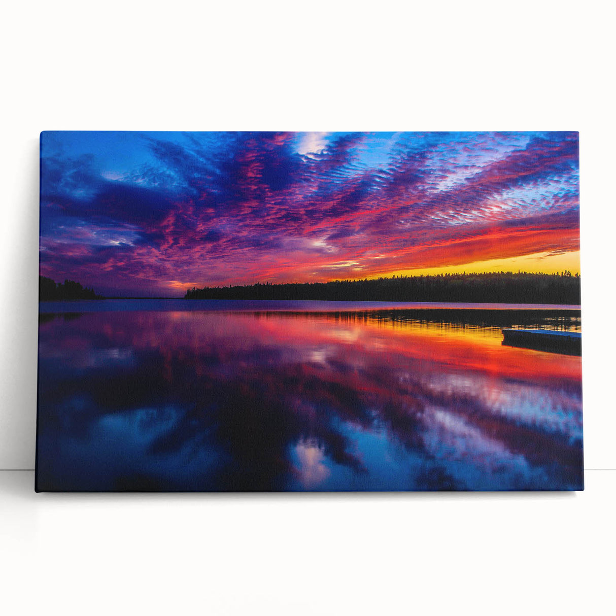 Black and white stretched canvas of a serene Manitoba, Canada landscape, ideal for kitchen wall art or bedroom ambiance.