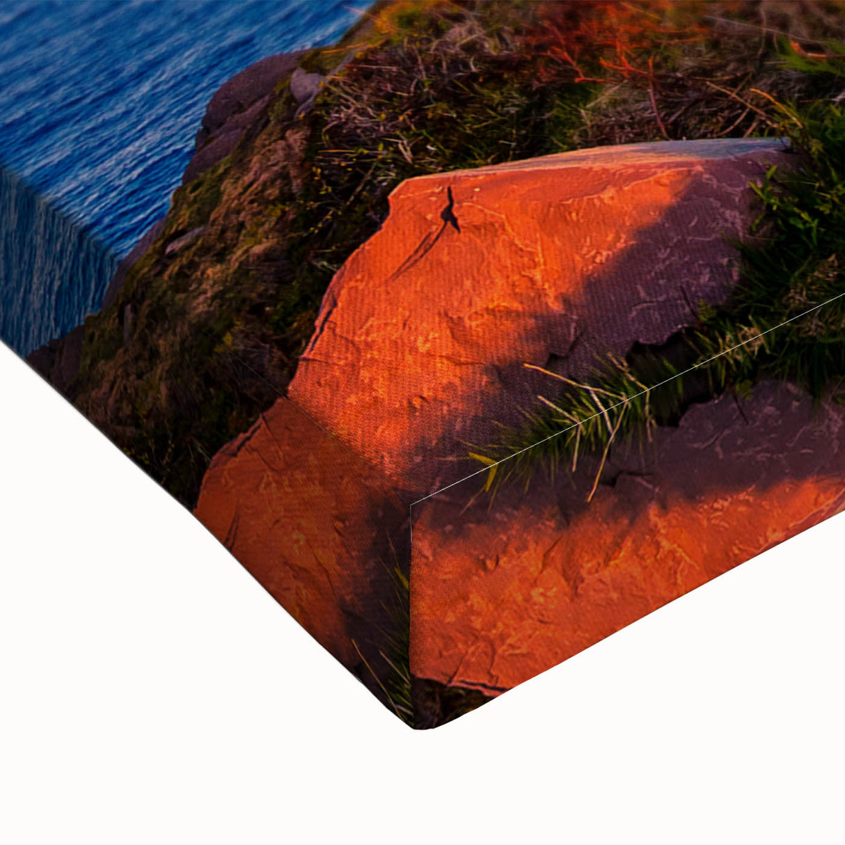 Black and white landscape art painting of Newfoundland scenery on large stretched canvas, ideal for bedroom wall decor.