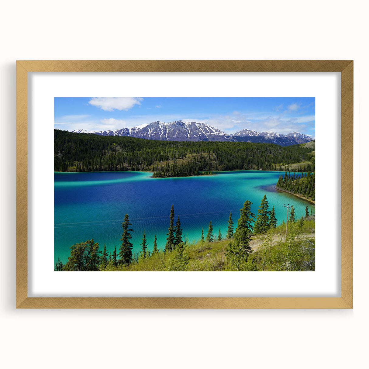 Extra large wall art featuring an abstract textured scenery of Yukon in muted earth tones, framed in gold.