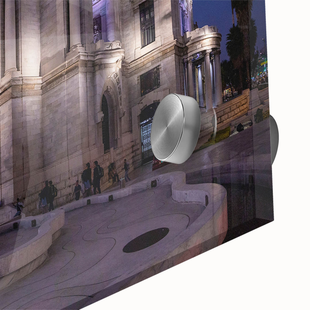 Large abstract wall art of Mexico City in mid-century modernist style on acrylic glass, using a palette of earth tones.