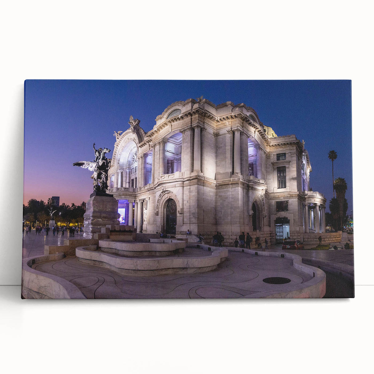 Black and white photo of Mexico City skyline on stretched canvas, ideal for kitchen wall art or bedroom ambiance.