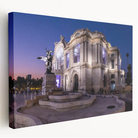 Stretched canvas print of Mexico City with vibrant, colorful buildings, ideal for kitchen wall art.