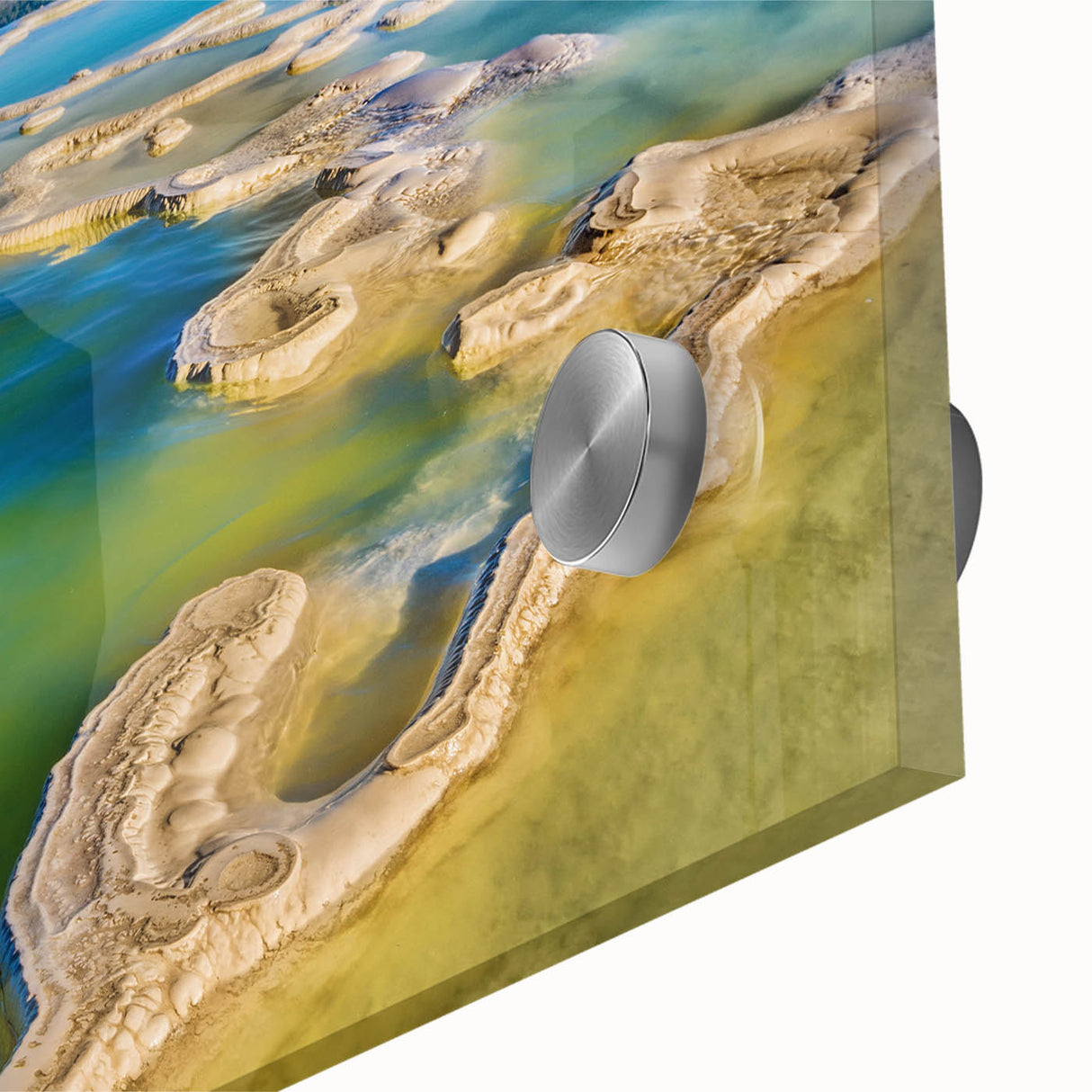 Large abstract wall art depicting Oaxaca scenery in mid-century modernist style on acrylic glass.