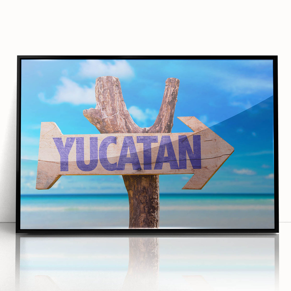 Large abstract wall art depicting Yucatan scenery in muted earth tones on a framed acrylic.