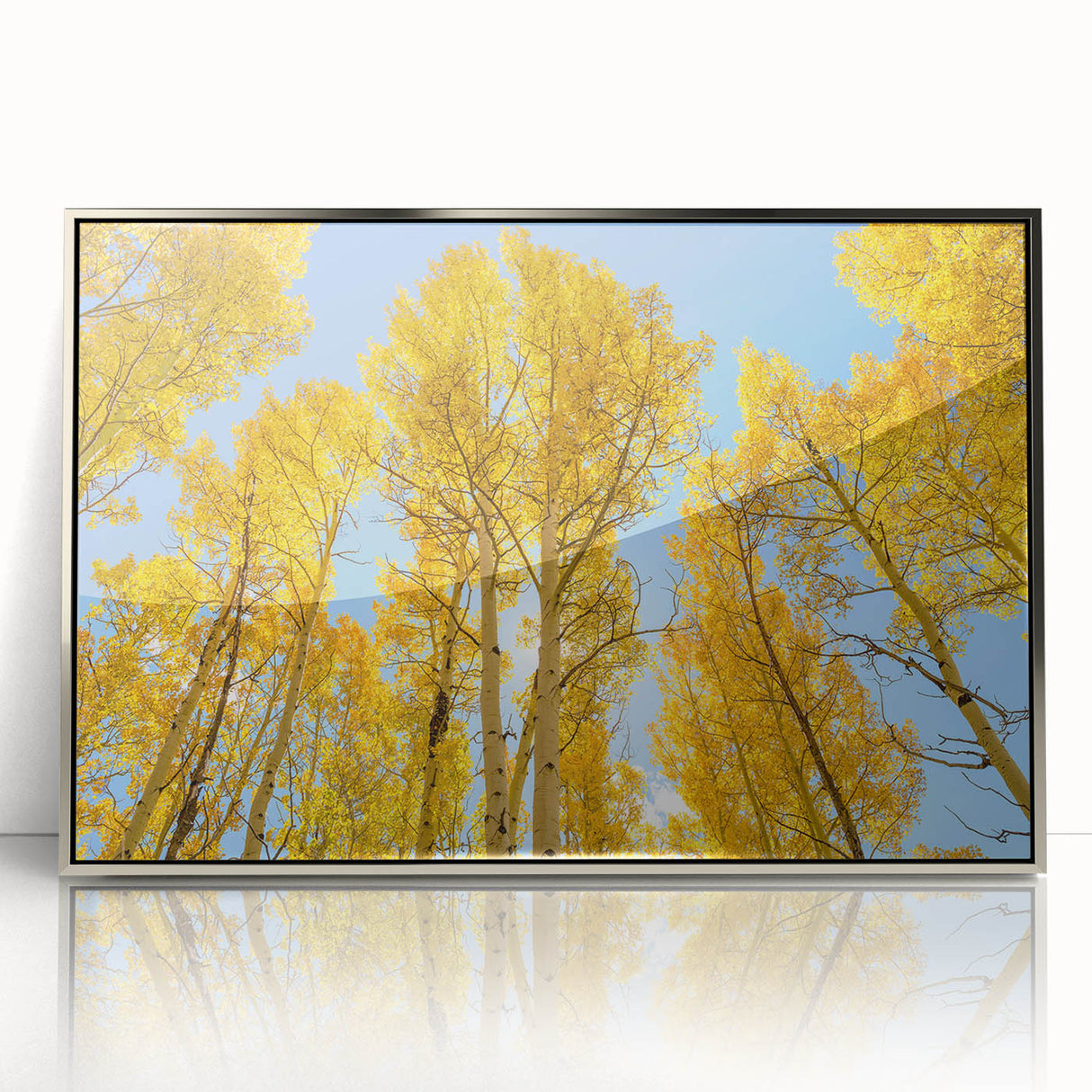Mid-century modernist art depicting Aspen, Colorado scenery in muted earth tones on a framed acrylic panel.