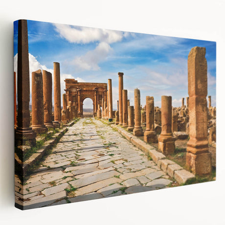 Large canvas print depicting an Algerian landscape in earthy tones, ideal for kitchen wall art.