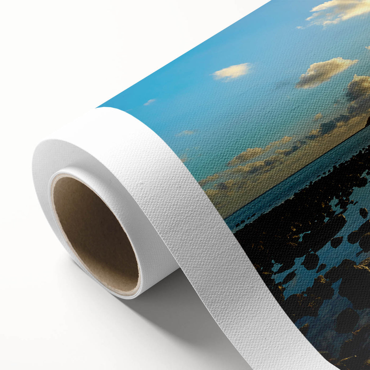 Art deco poster of a vibrant Mauritius landscape on rolled canvas, suitable as nursery wall art or for dining room decor.