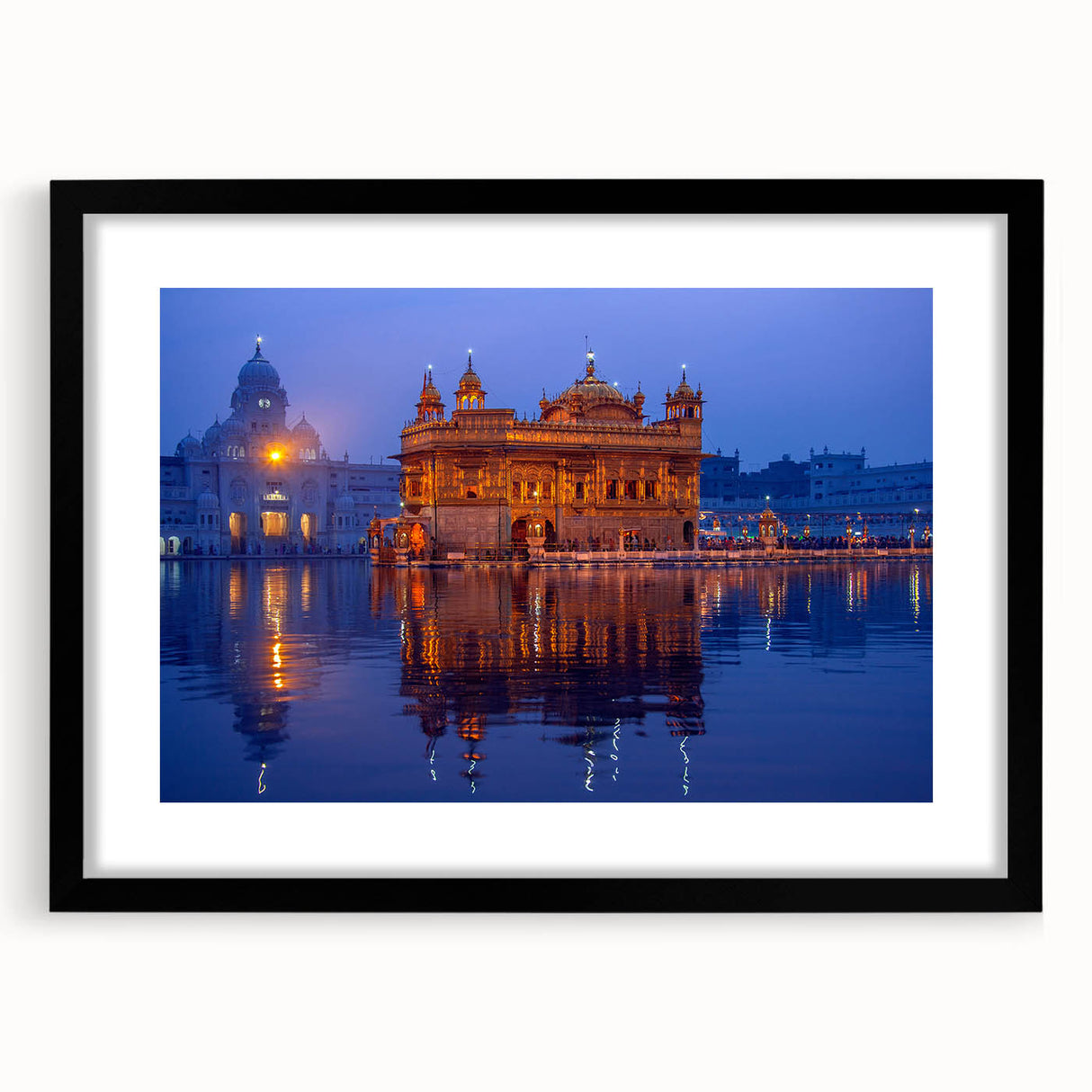 Extra large abstract art print featuring a colorful, textured depiction of an Indian landscape on a framed black mat.