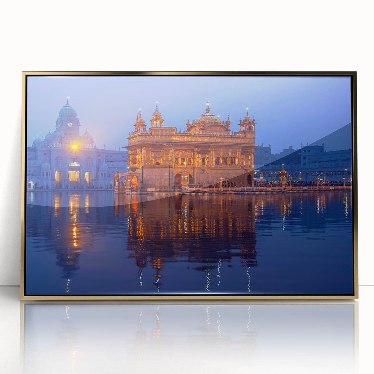 Framed acrylic print of a mid-century modernist Indian scenery, featuring earthy tones, ideal for modern art wall decor.