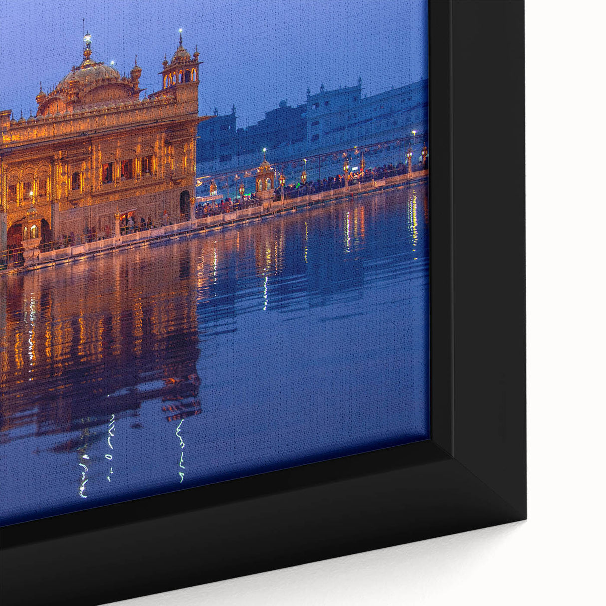 Textured black wall art depicting a vibrant, colorful Indian scenery on a large framed canvas, ideal for living room decor.