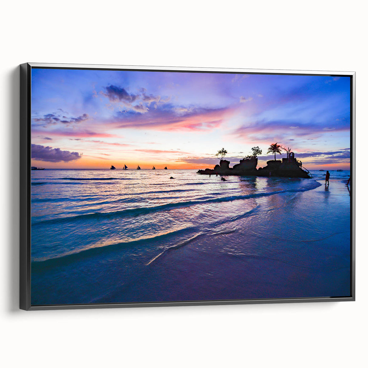 Black and white landscape art painting of a Philippine rural scene on framed canvas, suitable for bedroom decor.