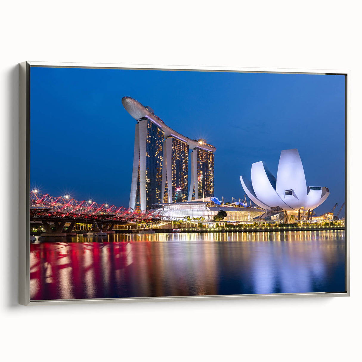 Framed canvas featuring a vintage-style landscape art painting of Singapore.