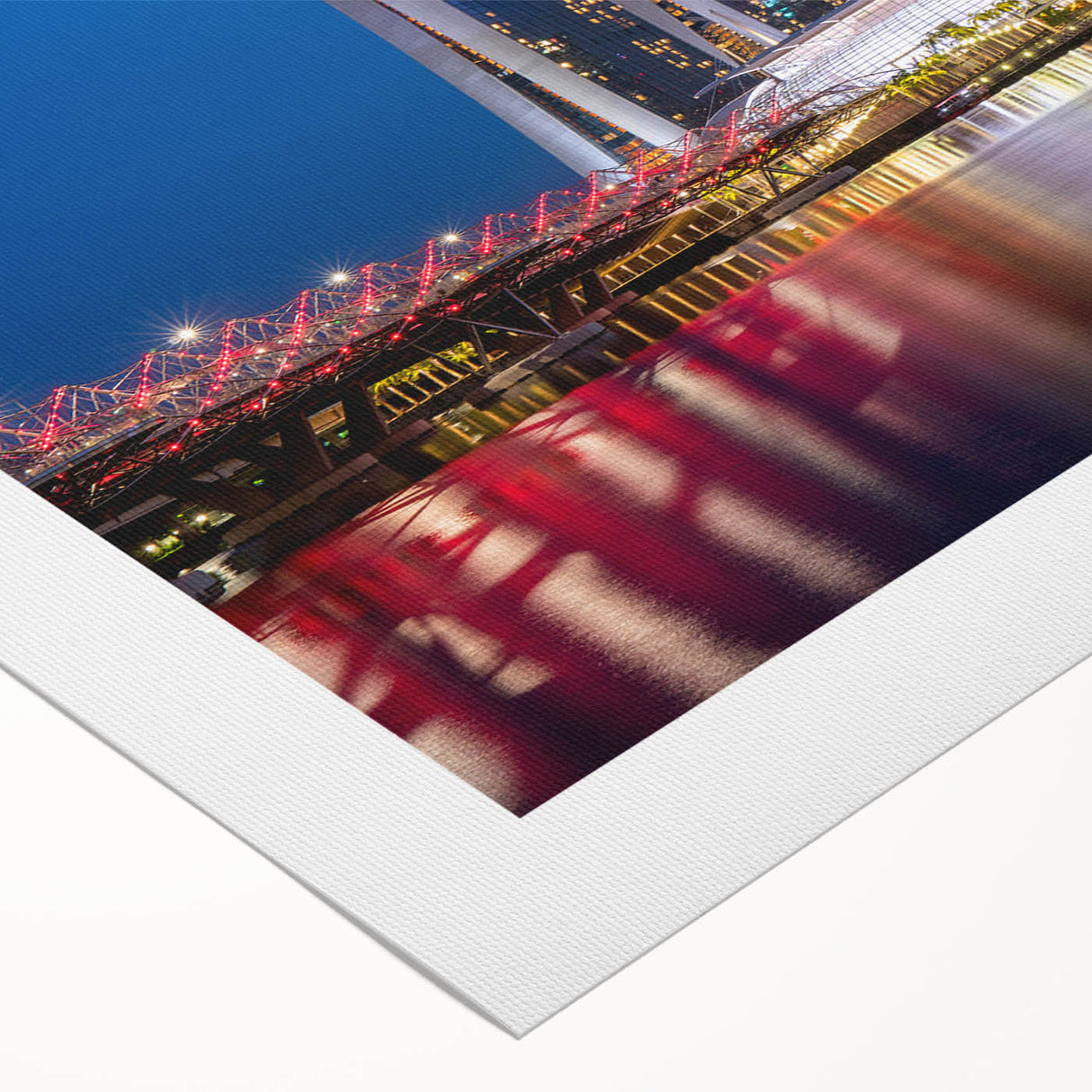 Art deco poster of Singapore skyline in muted metallic tones on rolled canvas, suitable for dining room wall art.