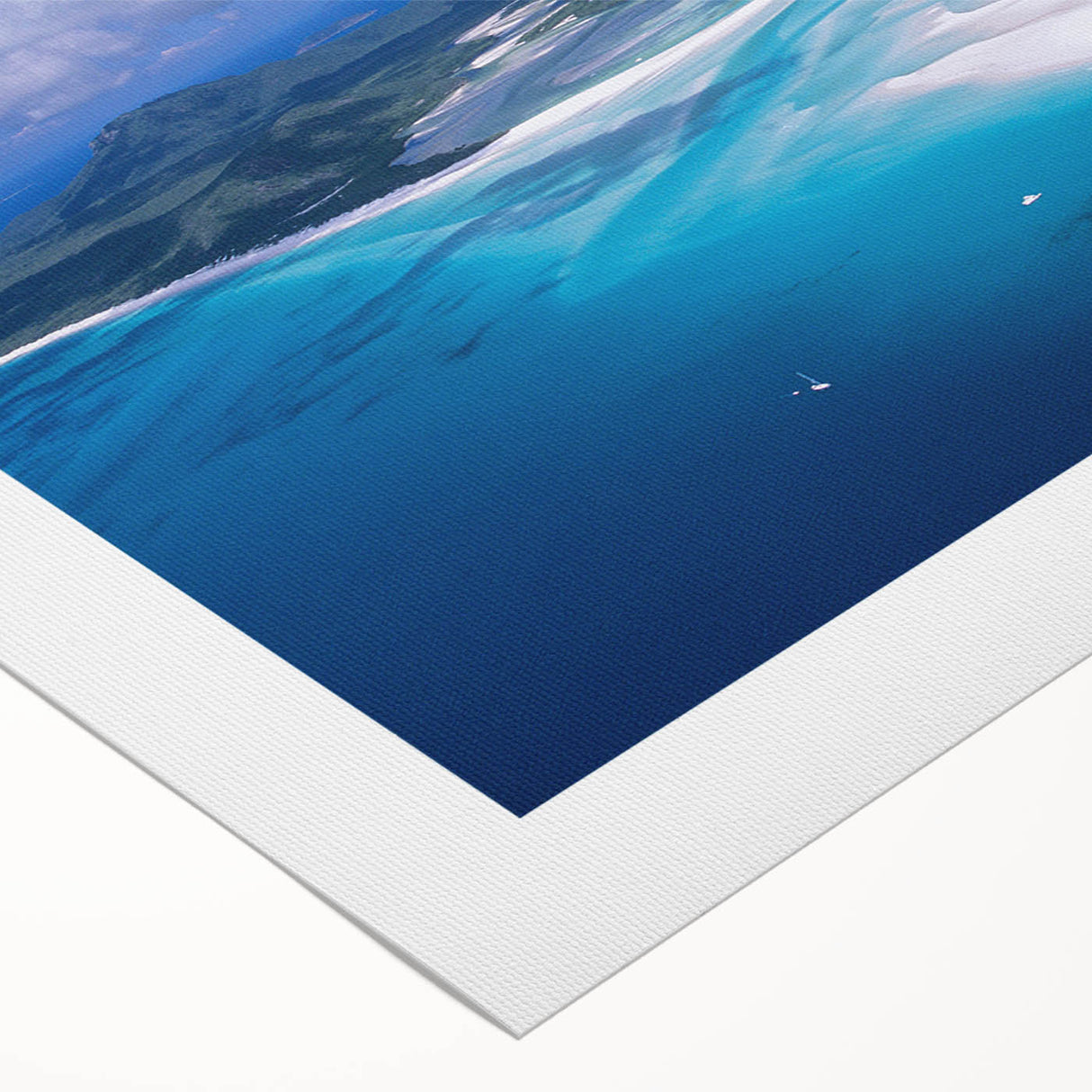 Art Deco poster of Queensland scenery in muted tones on rolled canvas, suitable for dining room wall art.