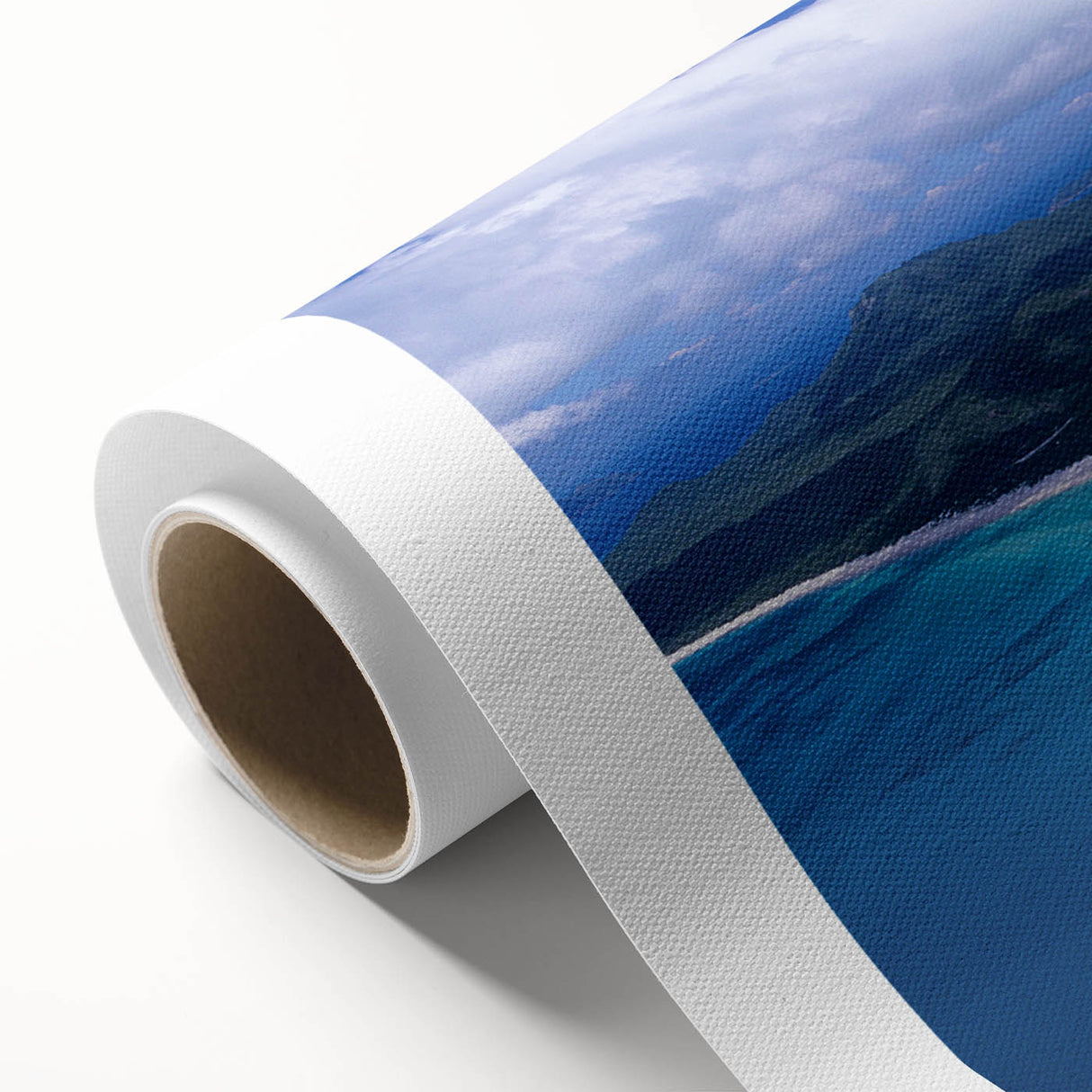 Art deco poster of Queensland scenery in pastel shades on rolled canvas, suitable for nursery wall art.