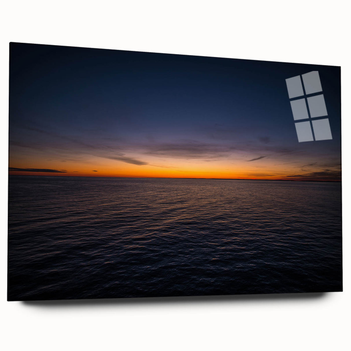 Acrylic print of a large abstract depiction of New Brunswick scenery in muted earth tones.