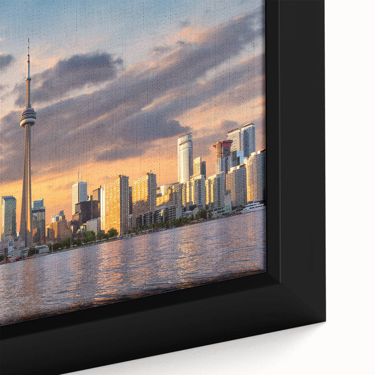 Extra large framed canvas of a textured, colorful abstract depicting Ontario scenery, ideal for living room decor.