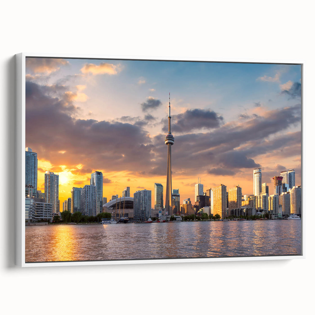 Vintage poster art of Ontario scenery on framed canvas, featuring colorful art in extra large size.