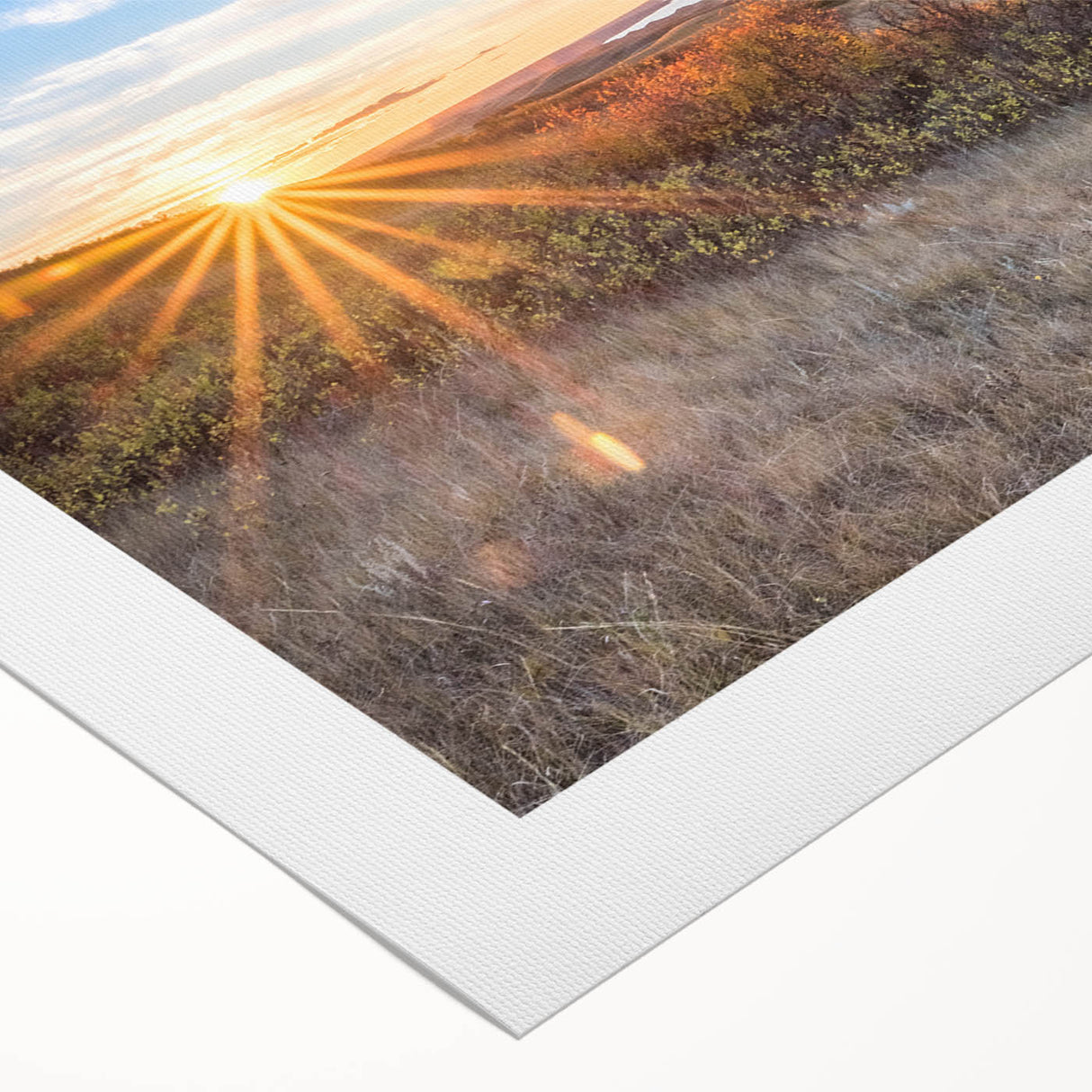 Art deco poster featuring a serene Saskatchewan landscape in muted earth tones on rolled canvas, ideal for dining room decor.