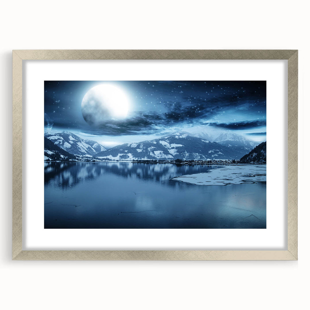Textured abstract art print of Yukon scenery in muted earth tones, framed in silver, ideal for bedroom art.