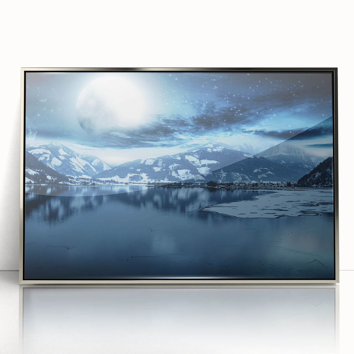 Mid-century modernist art depicting Yukon scenery in muted earth tones on a framed acrylic panel.