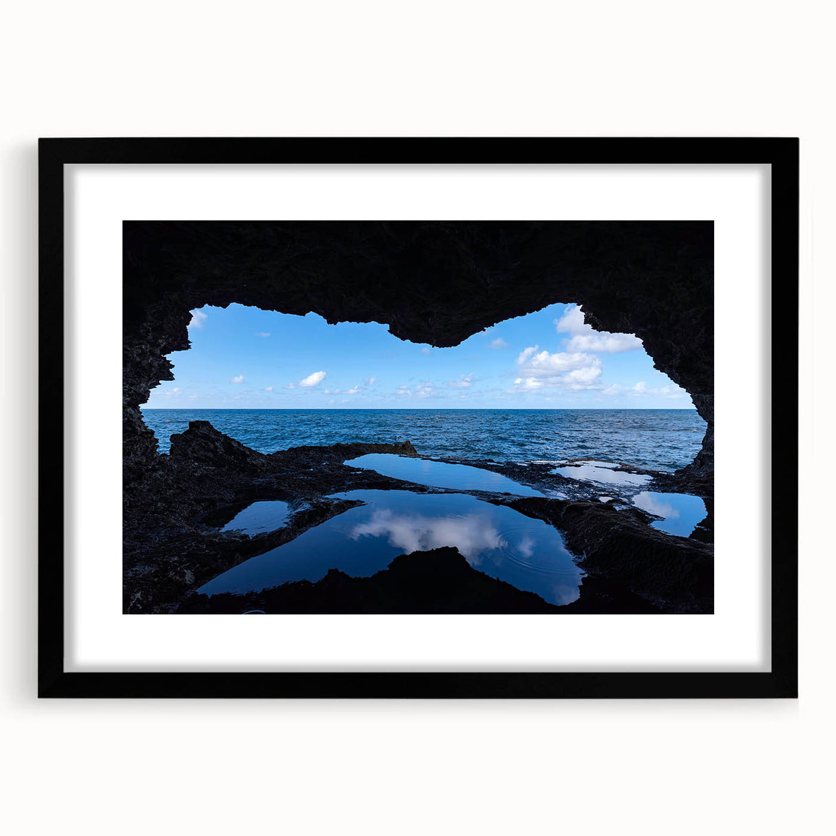 Extra large abstract art print of vibrant Caribbean scenery on textured canvas, framed in black, ideal for living room decor.
