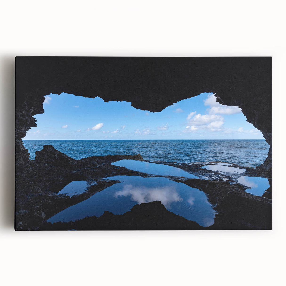 Black and white photo of Barbados scenery on large stretched canvas, ideal for kitchen wall art or bedroom ambiance.