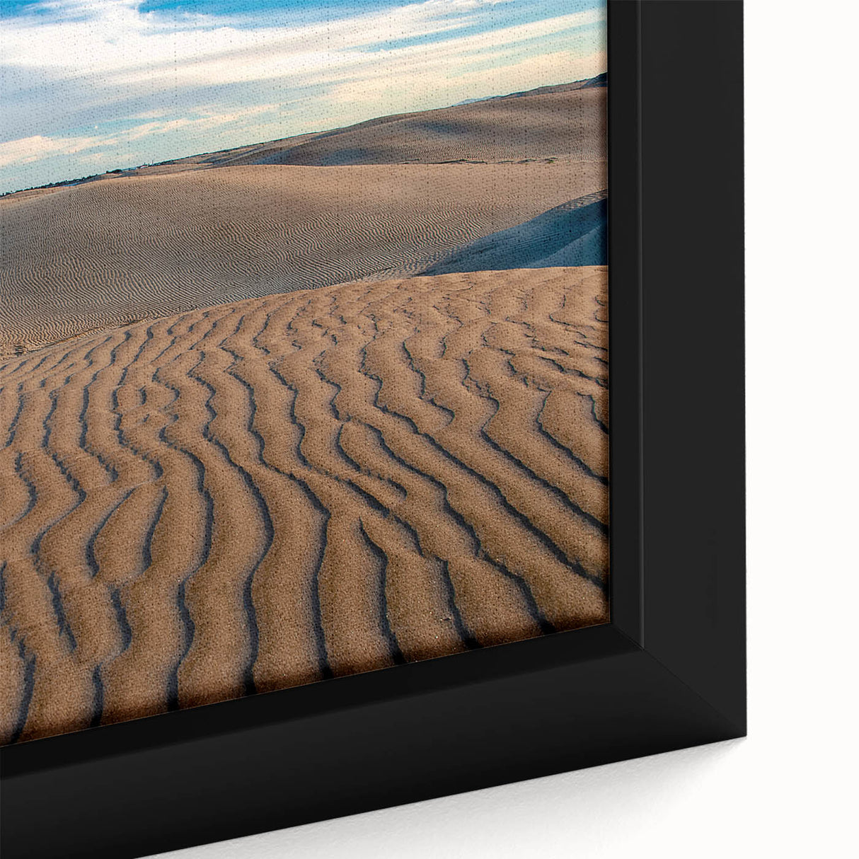 Extra large framed canvas featuring a textured depiction of Baja California scenery in black with colorful art accents.