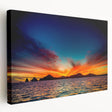 Landscape painting of Cabo San Lucas on stretched canvas, featuring vivid blue and green tones, ideal for kitchen wall art.