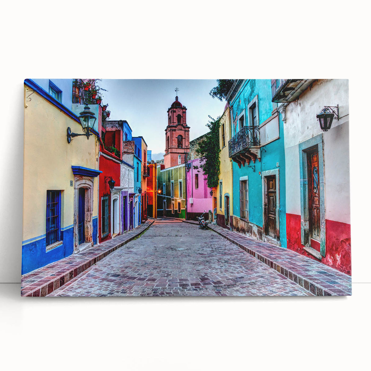 Black and white large art print of Guanajuato scenery on stretched canvas, ideal for kitchen wall art or bedroom ambiance.
